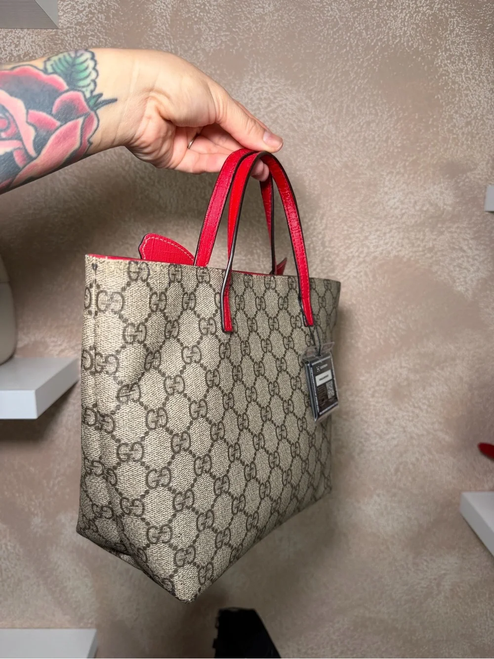 Gucci Rainbow Butterfly Mini Tote in Multicolor and Red Trim